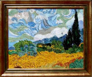 Champs de bl et cyprs d'aprs Van Gogh  40*60 cm